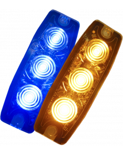 Blixtljus 3 st LED Superslim (Orange/Blå, 0,2/3m kabel)