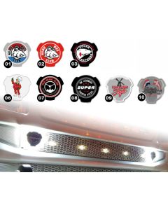Emblem för Scania med LED-belysning (röd, orange, varmvit eller xenonvit)