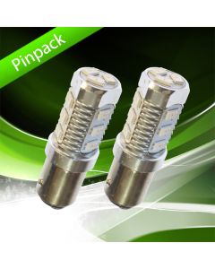 BAY15d/P21/5W, 12 Samsungdioder, Röd, Pinpack