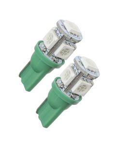 LED-lampor W5W/T10 med 5 SMD LED - Grön (2-pack)