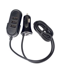 USB adapter ciggtändar-plugg (4 portar, 135cm förlängning)