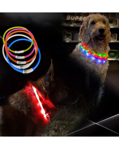 Blinkhalsband LED till hund (USB-laddningsbart)